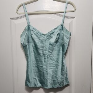 Elegant Satin Spaghetti Strap Top - Light Blue 95% Silk sz M